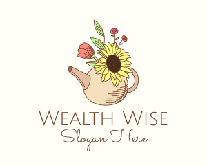 Aesthetic - Floral Watering Pot logo design