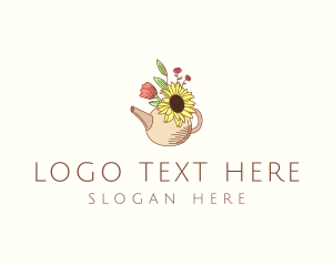 Vintage - Floral Watering Pot logo design