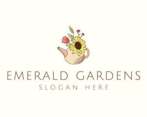 Floral Watering Pot logo design