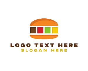 Bison Burger - Colorful Burger Food logo design