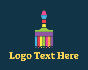 Preschool - Colorful Paintbrush Stripes logo design