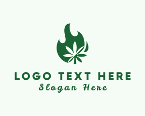 Fire - Flaming Cannabis Leaf logo design