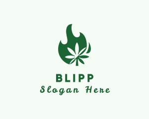 Oil - Flaming Cannabis Leaf logo design