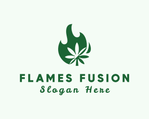 Flaming Cannabis Leaf logo design