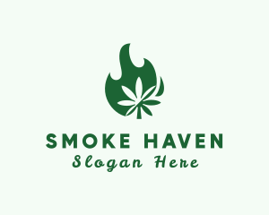 Flaming Cannabis Leaf logo design