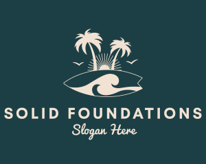 Transportation - Surfboard Palm Tree logo design