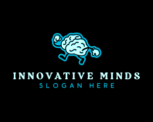 Genius - Walking Brain Idea logo design