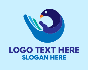 Cute Bird - Hand Blue Bird logo design