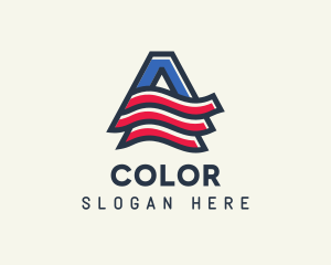 Stripes - American Letter A logo design