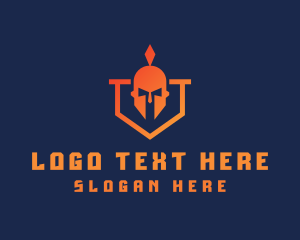 Gamer - Spartan Helmet Shield logo design