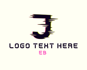 Cyber - Anaglyph Tech Letter J logo design
