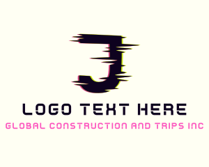 Lettermark - Anaglyph Tech Letter J logo design