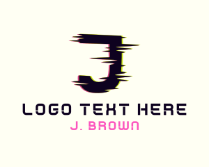 Anaglyph Tech Letter J logo design