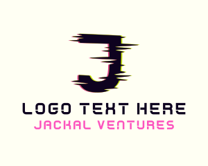 Anaglyph Tech Letter J logo design