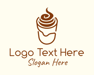 Iced Coffee - Brown Monoline Milkshake logo design