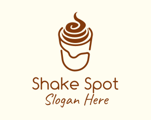 Shake - Brown Monoline Milkshake logo design