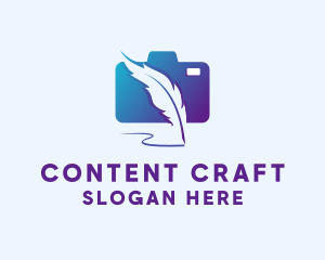 Blogging - Camera Feather Writer logo design