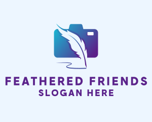 Camera Feather Writer logo design