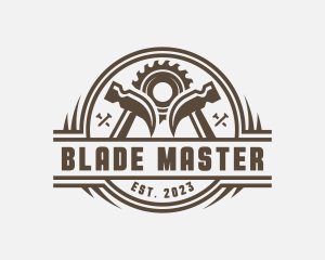 Saw Blade Hammer Woodwork logo design