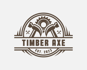 Saw Blade Hammer Woodwork logo design