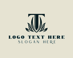 Wedding - Floral Leaf Letter T logo design