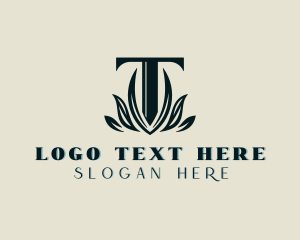 Floral Leaf Letter T Logo