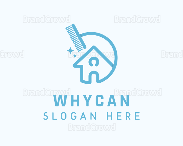 Blue Housekeeper Push Broom Logo