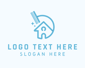 Cleaning Services - Blue Housekeeper Push Broom logo design
