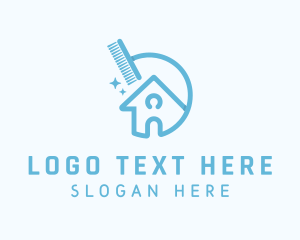 Cleaner - Blue Housekeeper Push Broom logo design