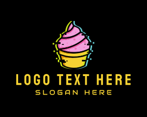 Gelato - Cupcake Dessert Glitch logo design