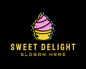 Sherbet - Cupcake Dessert Glitch logo design