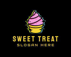 Sherbet - Cupcake Dessert Glitch logo design