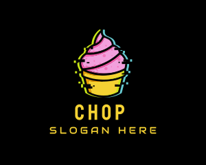 Icing - Cupcake Dessert Glitch logo design