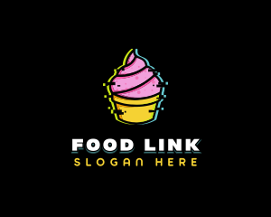 Cupcake Dessert Glitch logo design