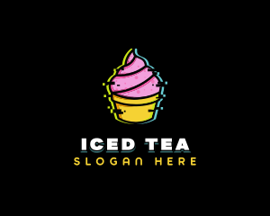 Cupcake Dessert Glitch logo design