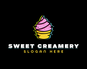 Cupcake Dessert Glitch logo design