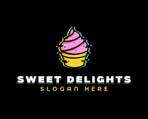 Cupcake Dessert Glitch logo design