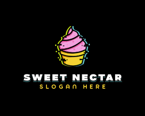 Cupcake Dessert Glitch logo design