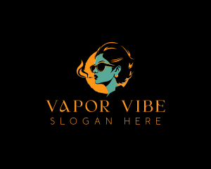 Smoking Female Adult logo design