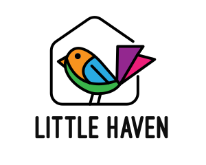 Little - Colorful Willy Wagtail Bird Birdhouse logo design