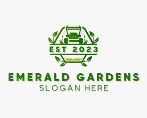 Grass Cutting Mower Gardening logo design