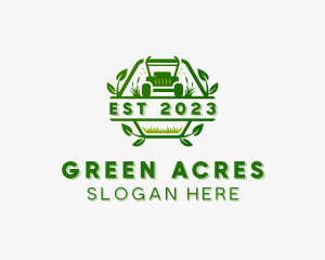 Grass Cutting Mower Gardening logo design