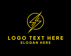 Wind - Neon Lightning Energy logo design
