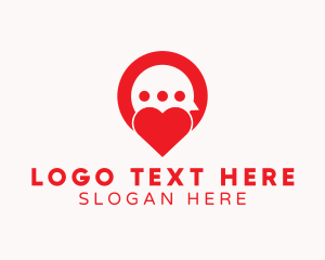 Chat - Red Heart Messaging logo design