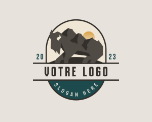 Mountaineer - Bison Nature Mountain logo design