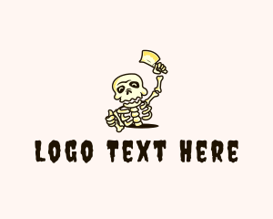 Skull - Skeleton Cleaver Knife logo design