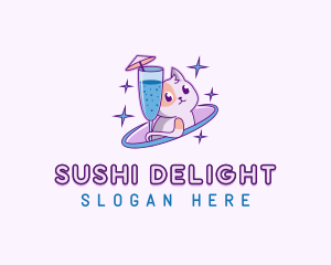 Cute Cat Drink logo design