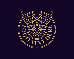 Wreath - Luxury Owl Monoline logo design