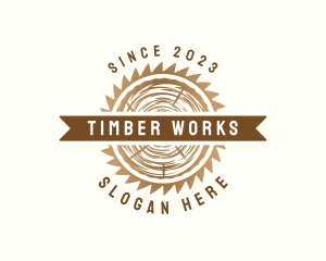 Wood Carpentry Saw logo design