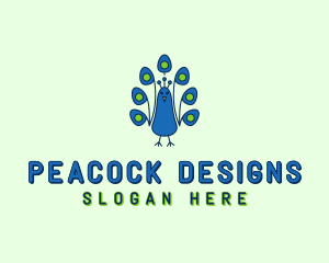 Wild Peacock Bird logo design